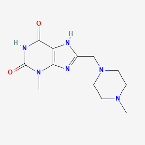 molecular formula C12H18N6O2 B2578707 3-methyl-8-[(4-methylpiperazin-1-yl)methyl]-7H-purine-2,6-dione CAS No. 847239-76-3