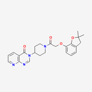 molecular formula C24H26N4O4 B2578708 3-(1-(2-((2,2-二甲基-2,3-二氢苯并呋喃-7-基)氧基)乙酰)哌啶-4-基)吡啶并[2,3-d]嘧啶-4(3H)-酮 CAS No. 2034463-74-4