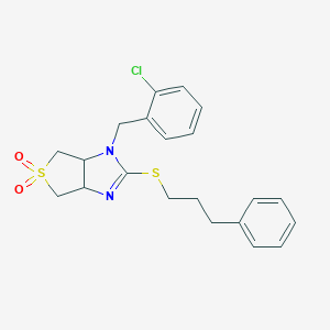 molecular formula C21H23ClN2O2S2 B257871 1-(2-chlorobenzyl)-5,5-dioxido-3a,4,6,6a-tetrahydro-1H-thieno[3,4-d]imidazol-2-yl 3-phenylpropyl sulfide 