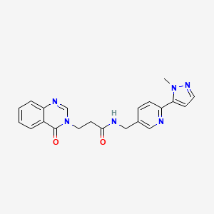 molecular formula C21H20N6O2 B2578712 N-((6-(1-methyl-1H-pyrazol-5-yl)pyridin-3-yl)methyl)-3-(4-oxoquinazolin-3(4H)-yl)propanamide CAS No. 2034464-19-0