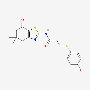 N-(5,5-dimethyl-7-oxo-4,6-dihydro-1,3-benzothiazol-2-yl)-3-(4-fluorophenyl)sulfanylpropanamide