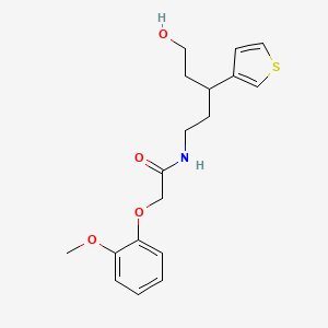 molecular formula C18H23NO4S B2578718 N-(5-羟基-3-(噻吩-3-基)戊基)-2-(2-甲氧基苯氧基)乙酰胺 CAS No. 2034540-81-1