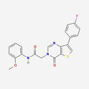 molecular formula C21H16FN3O3S B2578720 2-[7-(4-氟苯基)-4-氧代噻吩并[3,2-d]嘧啶-3(4H)-基]-N-(2-甲氧基苯基)乙酰胺 CAS No. 1207004-77-0