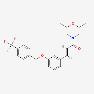 molecular formula C23H24F3NO3 B2578721 (E)-1-(2,6-dimethylmorpholino)-3-(3-{[4-(trifluoromethyl)benzyl]oxy}phenyl)-2-propen-1-one CAS No. 866151-65-7