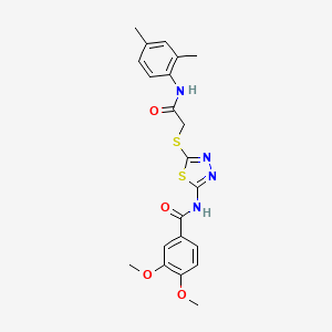 molecular formula C21H22N4O4S2 B2578724 N-[5-[2-(2,4-dimethylanilino)-2-oxoethyl]sulfanyl-1,3,4-thiadiazol-2-yl]-3,4-dimethoxybenzamide CAS No. 392295-91-9