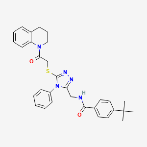 molecular formula C31H33N5O2S B2578732 4-(tert-butyl)-N-((5-((2-(3,4-dihydroquinolin-1(2H)-yl)-2-oxoethyl)thio)-4-phenyl-4H-1,2,4-triazol-3-yl)methyl)benzamide CAS No. 393841-35-5