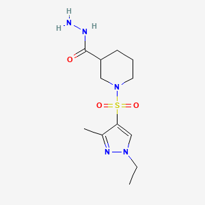 molecular formula C12H21N5O3S B2578736 1-[(1-ethyl-3-methyl-1H-pyrazol-4-yl)sulfonyl]piperidine-3-carbohydrazide CAS No. 1005627-84-8