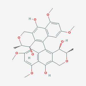 molecular formula C32H34O10 B2578738 (3S,4S)-5-[(3S,4S)-4,10-dihydroxy-7,9-dimethoxy-3-methyl-3,4-dihydro-1H-benzo[g]isochromen-5-yl]-7,9-dimethoxy-3-methyl-3,4-dihydro-1H-benzo[g]isochromene-4,10-diol CAS No. 136565-69-0