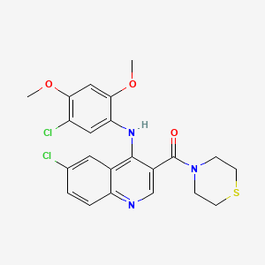 molecular formula C22H21Cl2N3O3S B2578739 6-chloro-N-(5-chloro-2,4-dimethoxyphenyl)-3-(thiomorpholin-4-ylcarbonyl)quinolin-4-amine CAS No. 1326892-31-2