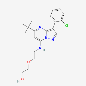 molecular formula C20H25ClN4O2 B2578743 2-(2-((5-(Tert-butyl)-3-(2-chlorophenyl)pyrazolo[1,5-a]pyrimidin-7-yl)amino)ethoxy)ethanol CAS No. 903207-12-5