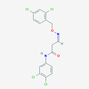 molecular formula C16H12Cl4N2O2 B2578744 3-{[(2,4-dichlorobenzyl)oxy]imino}-N-(3,4-dichlorophenyl)propanamide CAS No. 477851-51-7