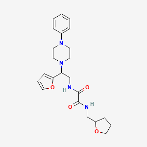 molecular formula C23H30N4O4 B2578745 N1-(2-(furan-2-yl)-2-(4-phenylpiperazin-1-yl)ethyl)-N2-((tetrahydrofuran-2-yl)methyl)oxalamide CAS No. 877631-66-8