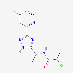 molecular formula C13H16ClN5O B2578747 2-Chloro-N-[1-[3-(4-methylpyridin-2-yl)-1H-1,2,4-triazol-5-yl]ethyl]propanamide CAS No. 2411306-37-9