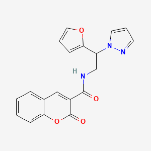 molecular formula C19H15N3O4 B2578750 N-(2-(furan-2-yl)-2-(1H-pyrazol-1-yl)ethyl)-2-oxo-2H-chromene-3-carboxamide CAS No. 2034439-44-4