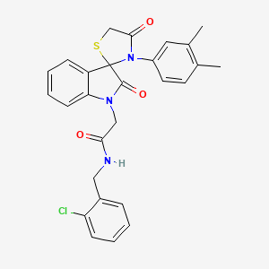 molecular formula C27H24ClN3O3S B2578752 N-(2-chlorobenzyl)-2-(3'-(3,4-dimethylphenyl)-2,4'-dioxospiro[indoline-3,2'-thiazolidin]-1-yl)acetamide CAS No. 892299-42-2