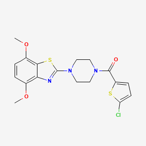 molecular formula C18H18ClN3O3S2 B2578753 (5-Chlorothiophen-2-yl)(4-(4,7-dimethoxybenzo[d]thiazol-2-yl)piperazin-1-yl)methanone CAS No. 897486-04-3