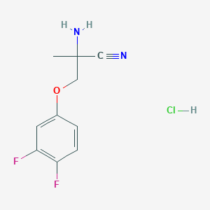 molecular formula C10H11ClF2N2O B2578754 2-Amino-3-(3,4-difluorophenoxy)-2-methylpropanenitrile;hydrochloride CAS No. 2416237-45-9