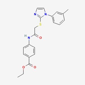 molecular formula C21H21N3O3S B2578765 Ethyl 4-[[2-[1-(3-methylphenyl)imidazol-2-yl]sulfanylacetyl]amino]benzoate CAS No. 851130-99-9
