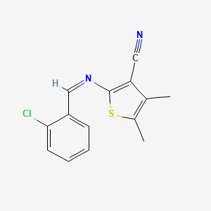 molecular formula C14H11ClN2S B2578766 (Z)-2-((2-氯苄亚胺基)氨基)-4,5-二甲基噻吩-3-甲腈 CAS No. 324058-56-2