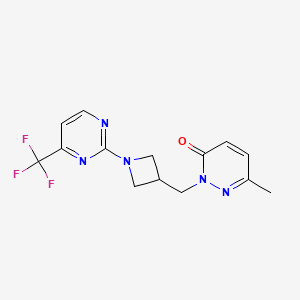 molecular formula C14H14F3N5O B2578775 6-Methyl-2-({1-[4-(trifluoromethyl)pyrimidin-2-yl]azetidin-3-yl}methyl)-2,3-dihydropyridazin-3-one CAS No. 2201693-83-4