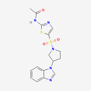 molecular formula C16H17N5O3S2 B2578783 N-(5-((3-(1H-benzo[d]imidazol-1-yl)pyrrolidin-1-yl)sulfonyl)thiazol-2-yl)acetamide CAS No. 2097925-31-8