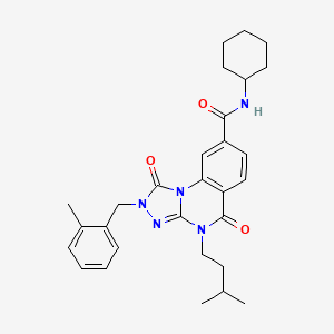 molecular formula C29H35N5O3 B2578785 N-cyclohexyl-2-(2-methylbenzyl)-4-(3-methylbutyl)-1,5-dioxo-1,2,4,5-tetrahydro[1,2,4]triazolo[4,3-a]quinazoline-8-carboxamide CAS No. 1223786-61-5