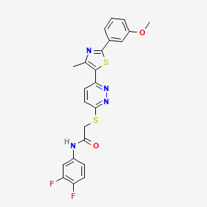 molecular formula C23H18F2N4O2S2 B2578788 N-(3,4-difluorophenyl)-2-((6-(2-(3-methoxyphenyl)-4-methylthiazol-5-yl)pyridazin-3-yl)thio)acetamide CAS No. 923680-80-2