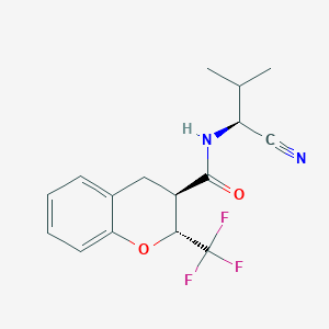 molecular formula C16H17F3N2O2 B2578794 (2R,3R)-N-[(1S)-1-Cyano-2-methylpropyl]-2-(trifluoromethyl)-3,4-dihydro-2H-chromene-3-carboxamide CAS No. 2249491-23-2