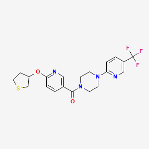 molecular formula C20H21F3N4O2S B2578809 (6-((Tetrahydrothiophen-3-yl)oxy)pyridin-3-yl)(4-(5-(trifluoromethyl)pyridin-2-yl)piperazin-1-yl)methanone CAS No. 2034432-55-6