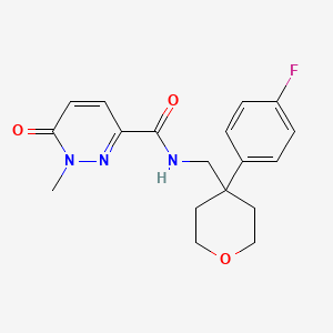 molecular formula C18H20FN3O3 B2578815 N-((4-(4-fluorophenyl)tetrahydro-2H-pyran-4-yl)methyl)-1-methyl-6-oxo-1,6-dihydropyridazine-3-carboxamide CAS No. 1327576-59-9