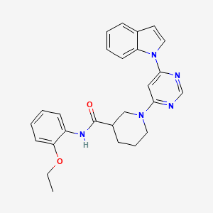 1-(6-(1H-indol-1-yl)pyrimidin-4-yl)-N-(2-ethoxyphenyl)piperidine-3-carboxamide