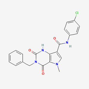molecular formula C21H17ClN4O3 B2578828 3-benzyl-N-(4-chlorophenyl)-5-methyl-2,4-dioxo-2,3,4,5-tetrahydro-1H-pyrrolo[3,2-d]pyrimidine-7-carboxamide CAS No. 921854-45-7