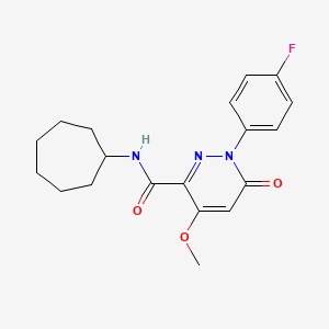 molecular formula C19H22FN3O3 B2578830 N-环庚基-1-(4-氟苯基)-4-甲氧基-6-氧代吡哒嗪-3-甲酰胺 CAS No. 921792-70-3