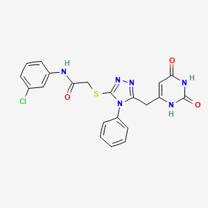 molecular formula C21H17ClN6O3S B2578833 N-(3-chlorophenyl)-2-((5-((2,6-dioxo-1,2,3,6-tetrahydropyrimidin-4-yl)methyl)-4-phenyl-4H-1,2,4-triazol-3-yl)thio)acetamide CAS No. 852046-71-0