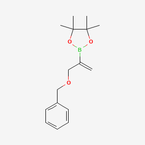 molecular formula C16H23BO3 B2578834 4,4,5,5-四甲基-2-(3-苯甲氧基丙-1-烯-2-基)-1,3,2-二氧杂硼烷 CAS No. 1010689-63-0