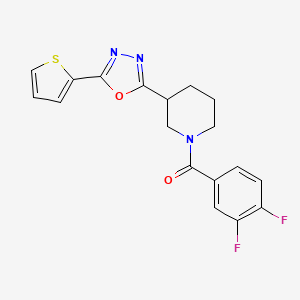 molecular formula C18H15F2N3O2S B2578837 (3,4-Difluorophenyl)(3-(5-(thiophen-2-yl)-1,3,4-oxadiazol-2-yl)piperidin-1-yl)methanone CAS No. 1105226-79-6