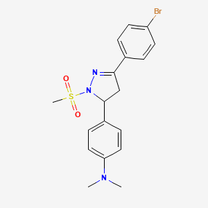 molecular formula C18H20BrN3O2S B2578848 4-(3-(4-溴苯基)-1-(甲磺酰基)-4,5-二氢-1H-吡唑-5-基)-N,N-二甲基苯胺 CAS No. 384367-85-5