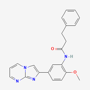 molecular formula C22H20N4O2 B2578852 N-(5-咪唑并[1,2-a]嘧啶-2-基-2-甲氧基苯基)-3-苯基丙酰胺 CAS No. 847388-09-4