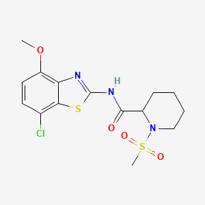 molecular formula C15H18ClN3O4S2 B2578854 N-(7-chloro-4-methoxybenzo[d]thiazol-2-yl)-1-(methylsulfonyl)piperidine-2-carboxamide CAS No. 1214698-25-5