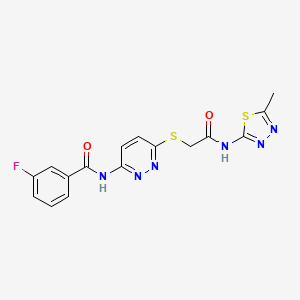 3-fluoro-N-(6-((2-((5-methyl-1,3,4-thiadiazol-2-yl)amino)-2-oxoethyl)thio)pyridazin-3-yl)benzamide