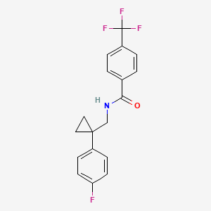 molecular formula C18H15F4NO B2578873 N-((1-(4-fluorophenyl)cyclopropyl)methyl)-4-(trifluoromethyl)benzamide CAS No. 1049389-04-9