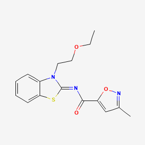 molecular formula C16H17N3O3S B2578881 (E)-N-(3-(2-ethoxyethyl)benzo[d]thiazol-2(3H)-ylidene)-3-methylisoxazole-5-carboxamide CAS No. 953144-60-0