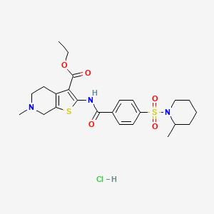 molecular formula C24H32ClN3O5S2 B2578901 6-甲基-2-(4-((2-甲基哌啶-1-基)磺酰基)苯甲酰氨基)-4,5,6,7-四氢噻吩并[2,3-c]吡啶-3-羧酸盐盐酸盐 CAS No. 1216670-71-1