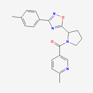 molecular formula C20H20N4O2 B2578903 2-Methyl-5-({2-[3-(4-methylphenyl)-1,2,4-oxadiazol-5-yl]pyrrolidin-1-yl}carbonyl)pyridine CAS No. 1787984-33-1