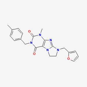 molecular formula C21H21N5O3 B2578904 8-(2-furylmethyl)-1-methyl-3-(4-methylbenzyl)-7,8-dihydro-1H-imidazo[2,1-f]purine-2,4(3H,6H)-dione CAS No. 872838-65-8