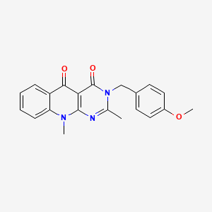 molecular formula C21H19N3O3 B2578915 3-(4-methoxybenzyl)-2,10-dimethylpyrimido[4,5-b]quinoline-4,5(3H,10H)-dione CAS No. 883959-07-7