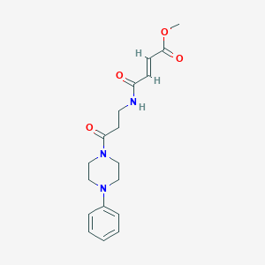 molecular formula C18H23N3O4 B2578919 Methyl (E)-4-oxo-4-[[3-oxo-3-(4-phenylpiperazin-1-yl)propyl]amino]but-2-enoate CAS No. 2411338-38-8