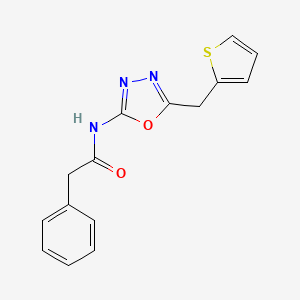 molecular formula C15H13N3O2S B2578926 2-phenyl-N-(5-(thiophen-2-ylmethyl)-1,3,4-oxadiazol-2-yl)acetamide CAS No. 1049174-60-8
