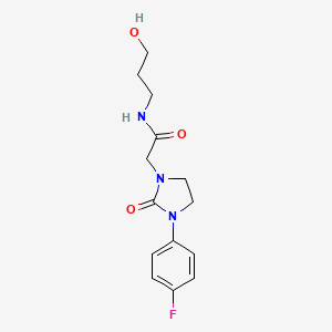 molecular formula C14H18FN3O3 B2578933 2-(3-(4-氟苯基)-2-氧代咪唑烷-1-基)-N-(3-羟基丙基)乙酰胺 CAS No. 1257549-75-9