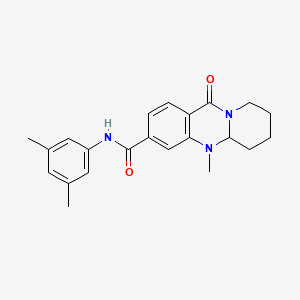 molecular formula C22H25N3O2 B2578934 N-(3,5-二甲基苯基)-5-甲基-11-氧代-5,6,7,8,9,11-六氢-5aH-吡啶并[2,1-b]喹唑啉-3-甲酰胺 CAS No. 1574585-14-0